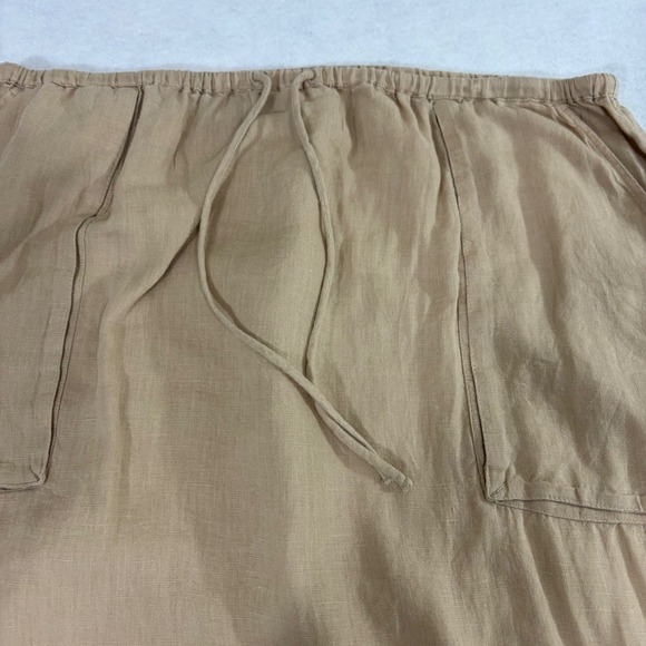 Haven Well Within Tan 100% Linen Drawstring Waist Midi Skirt Size Large - Picture 3 of 12